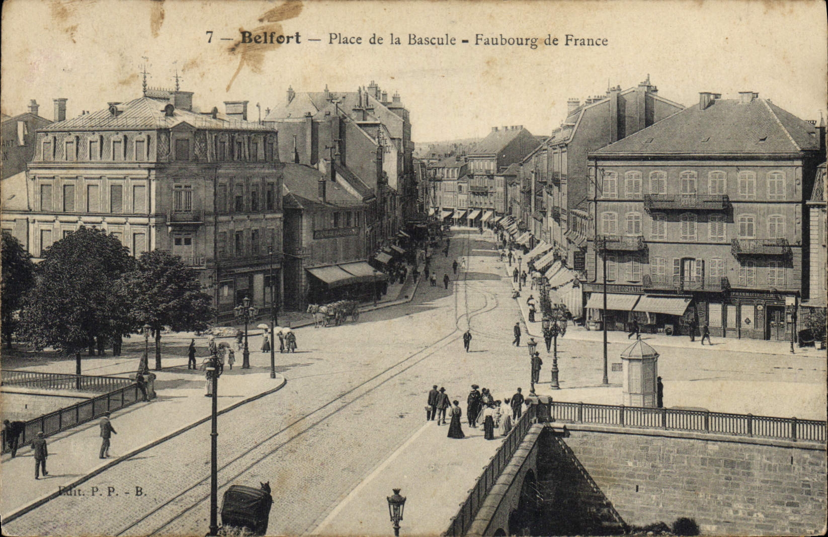 CPA Belfort Place de la Bascule Fauborg de France 