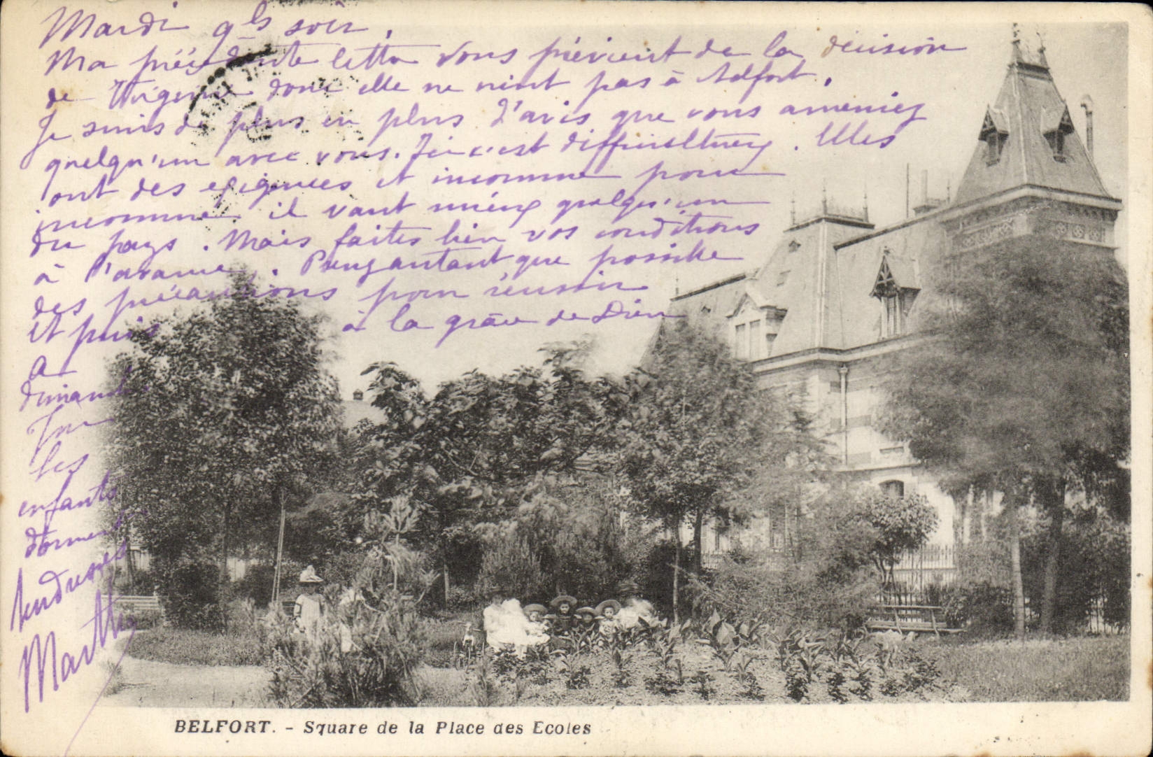 CPA Belfort Square de la Place de Ecoles 