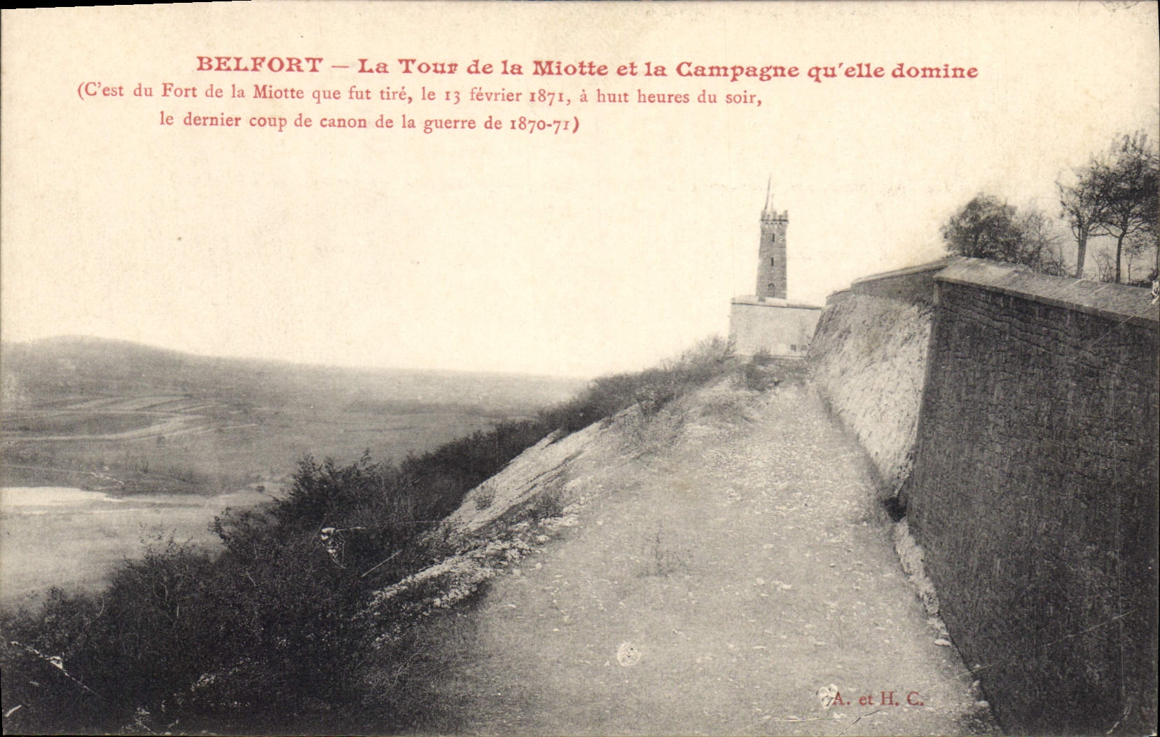 CPA Belfort La Tour de la Miotte et la Campagne qu'elle domine 