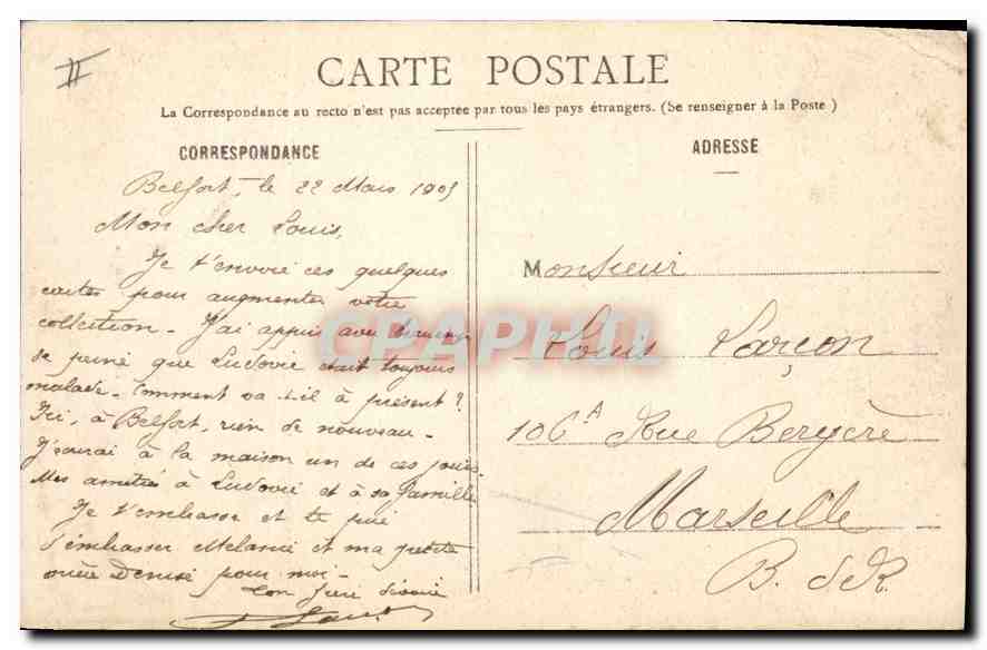 CPA Belfort Eglise Saint Christophe  — Verso