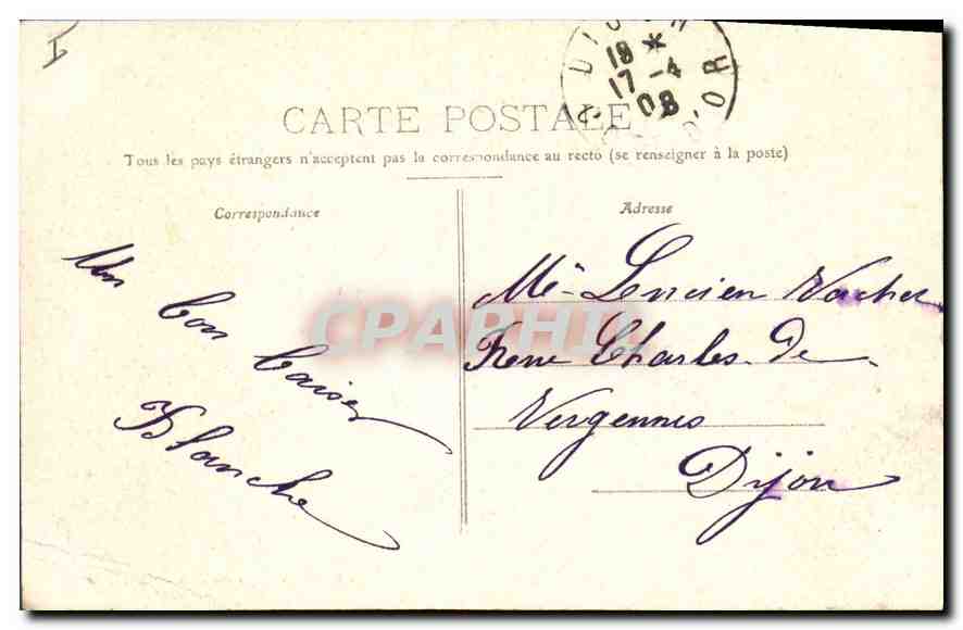 CPA Belfort La Tour de la Miotte  — Verso