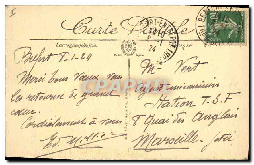 CPA Belfort le Lion  — Rückseite