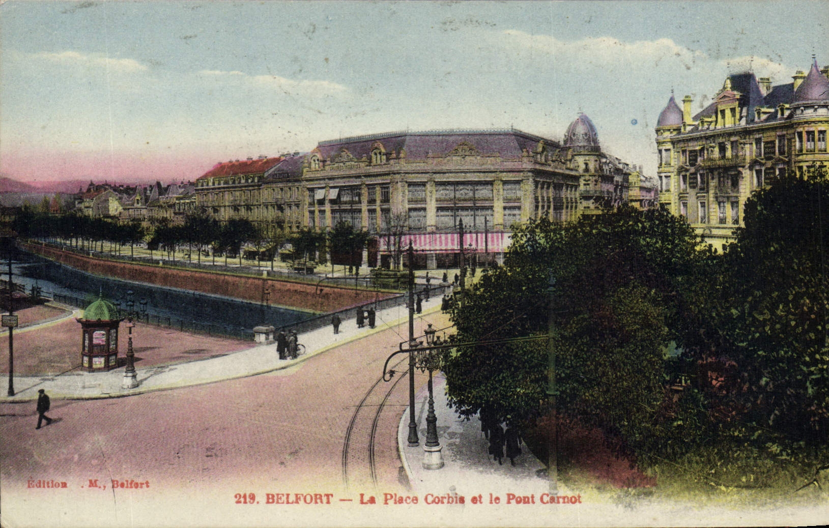 CPA Belfort La Place Corbie et le Pont Carnot 