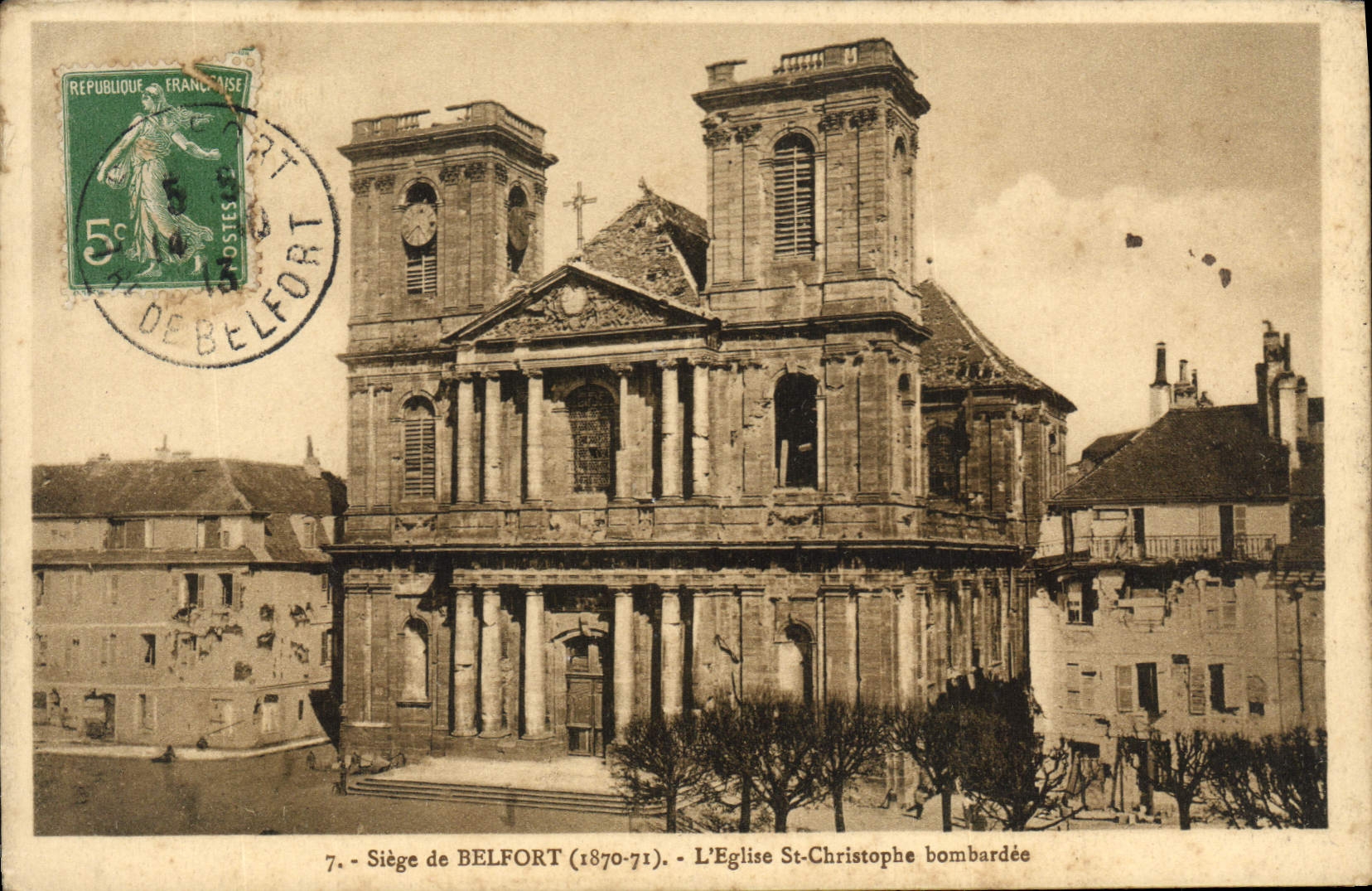 CPA Siege de Belfort 1870 71 L'Eglise St Christophe bombardee 
