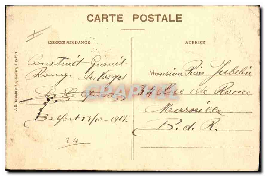 CPA Siege de Belfort 1870 71 L'Eglise St Christophe bombardee  — Rückseite
