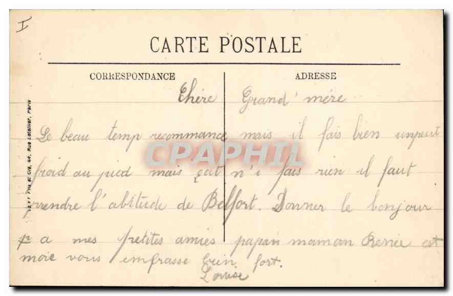 CPA Belfort La Statue Quand Meme  — Back