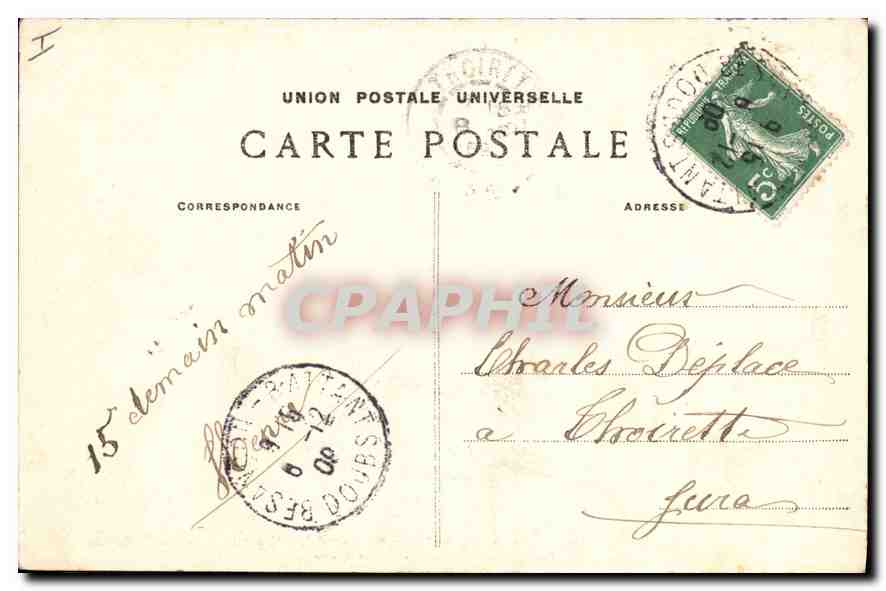 CPA Belfort Le Lion ceavre de Bartholdi  — Verso
