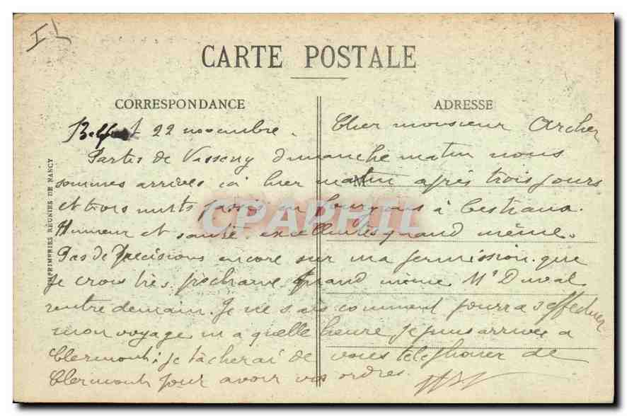 CPA Belfort L'Eglise Saint Christophe et le Chateau  — Verso