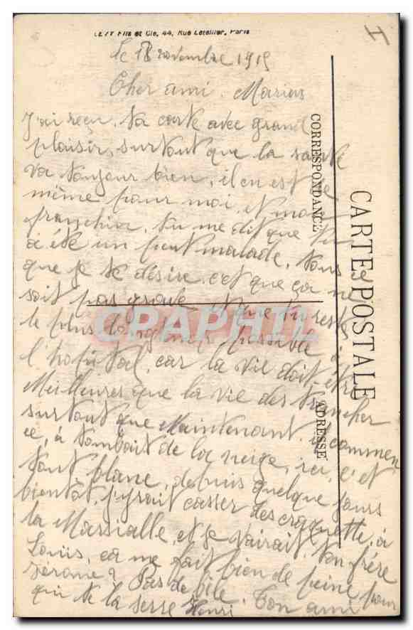 CPA Belfort Le Chateau et le Lion  — Verso