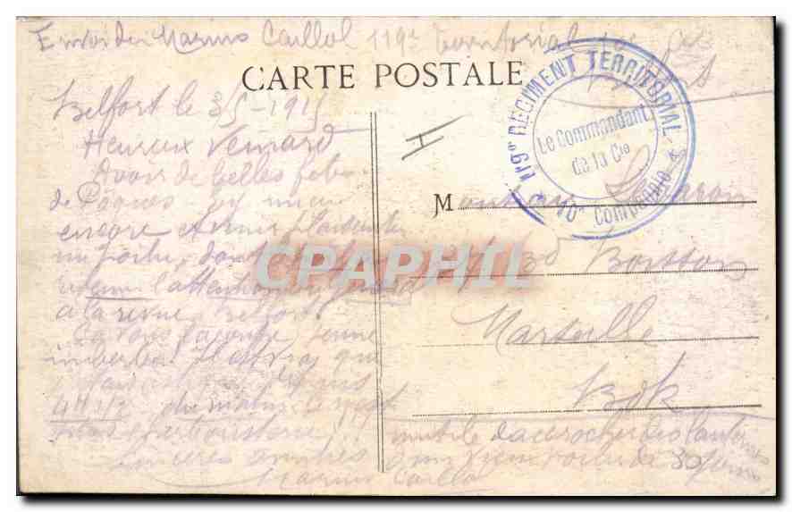 CPA Guerre Europeenne Haute Alsace 1914 15 Belfort  — Rückseite