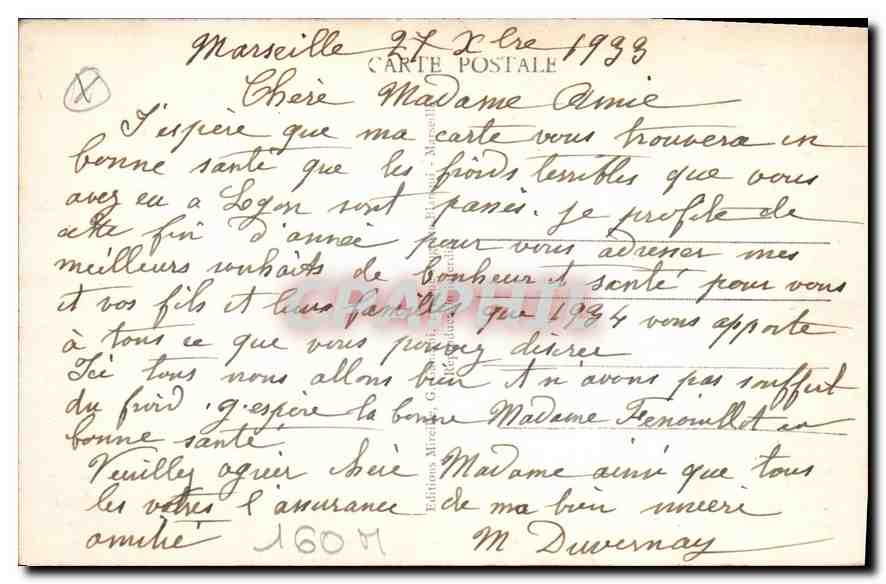 CPA Marseille Le Chateau d'If  — Verso