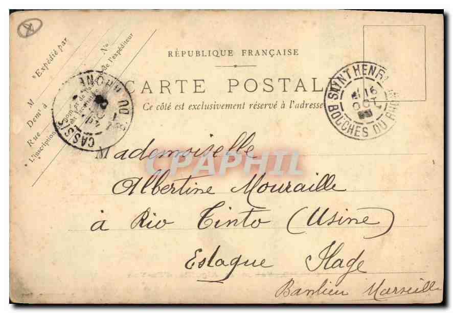CPA Cassis Vallon et Aiguille d'En Vau  — Rückseite