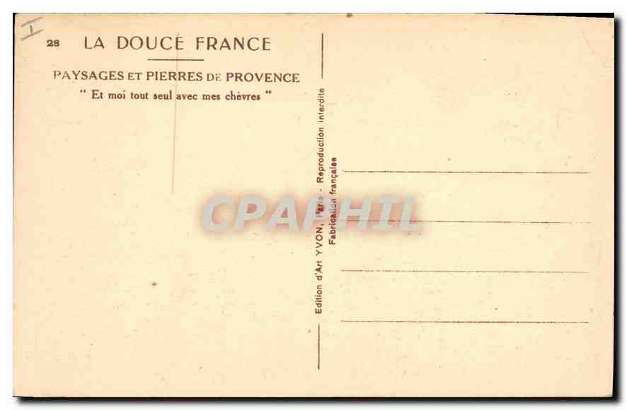 Paysage avec rayons de soleil — Provence — Yvon — Verso