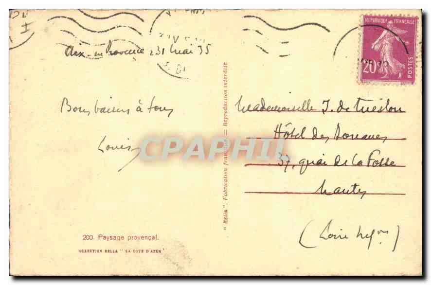 CPA Paysage provencal  — Verso