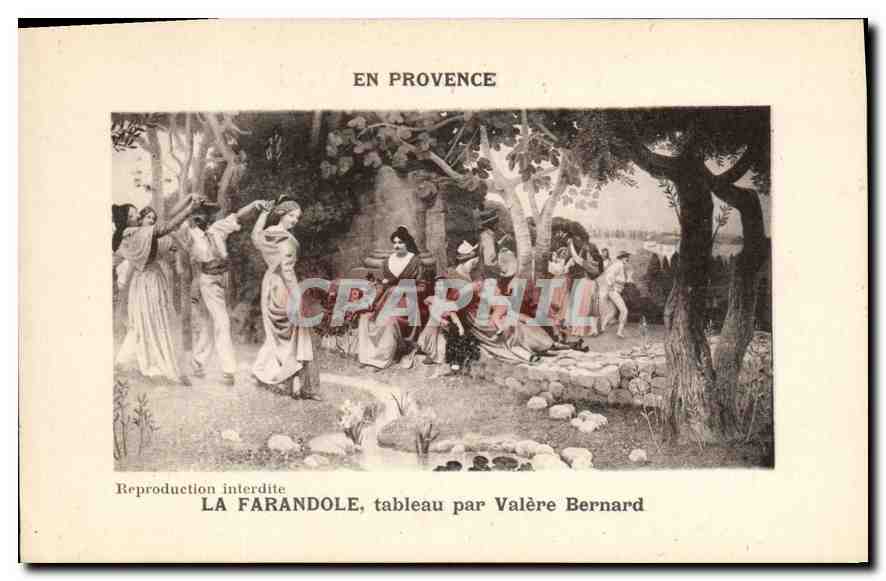 CPA En Provence La Farandole tableau par Valere Bernard 