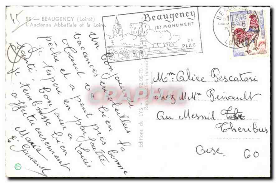 Beaugency (Loiret) — L'Ancienne Abbaye et la Loire — Éditions Interluc — Verso