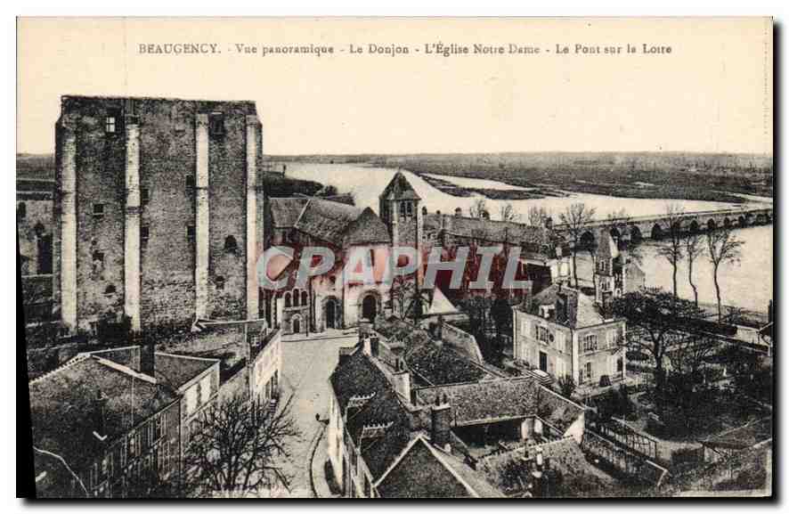 Beaugency — Vue panoramique — Le Donjon, L'Église Notre Dame, Le Pont sur la Loire