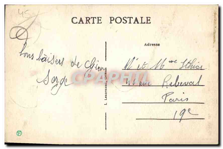 CPA Gien Loiret L'Eglise  — Rückseite