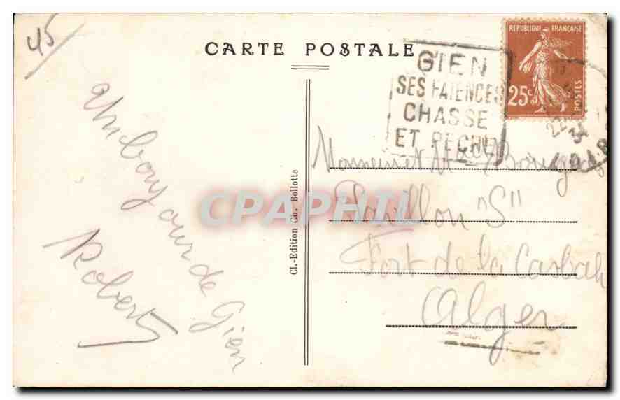 GIEN (Loiret) — Le Puits à deux étages — Édition Car. Bollotte — Verso