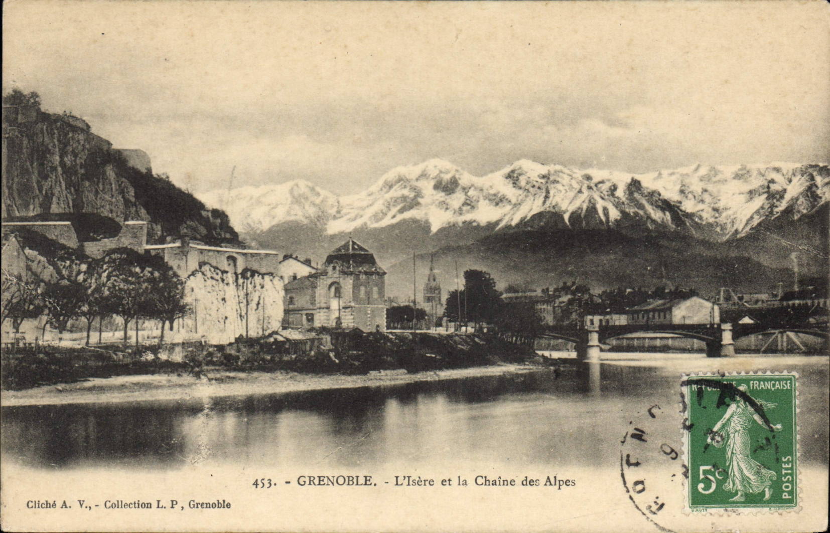 Grenoble - L'Isère et la Chaîne des Alpes — Cliché A. V., Collection L. P., Grenoble, n° 453