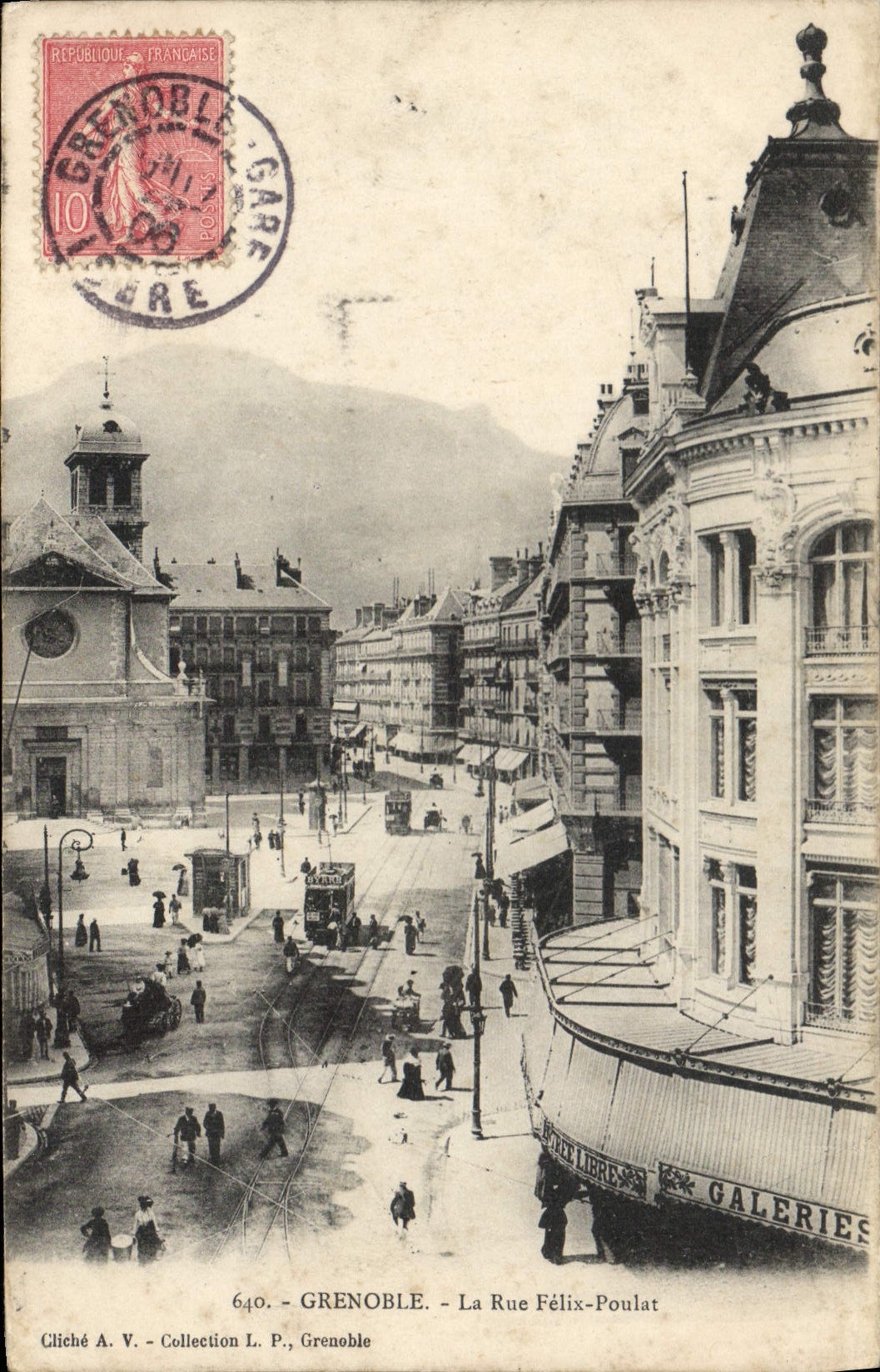 Grenoble - La Rue Félix-Poulat — cliché A. V., n° 640