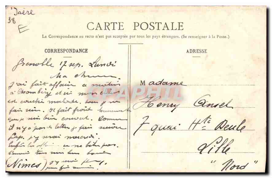 Grenoble - La Rue Félix-Poulat — cliché A. V., n° 640 — Verso