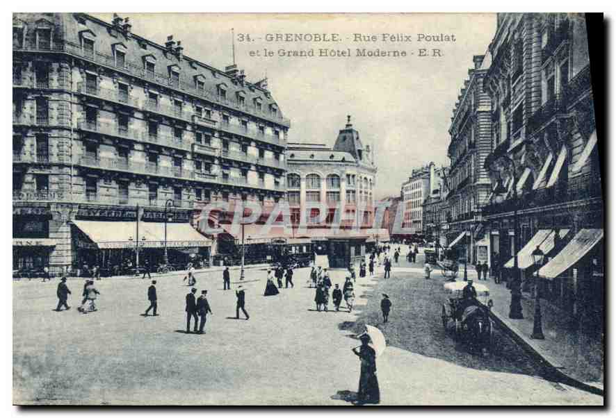 Grenoble - Felix Poulat Street and the Modern Grand Hotel - E.R. - n°34