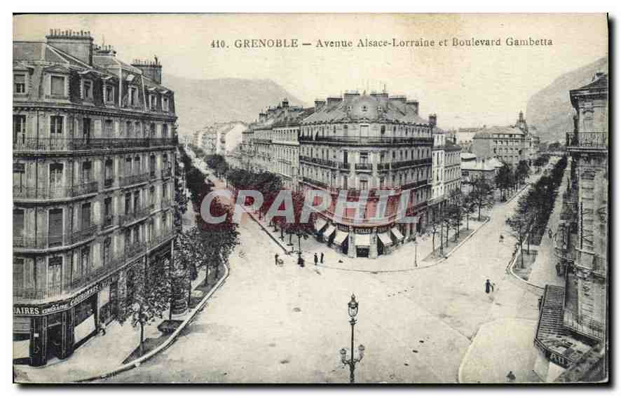 CPA Grenoble Avenue Alsace Lorraine et Boulevard Gambetta 