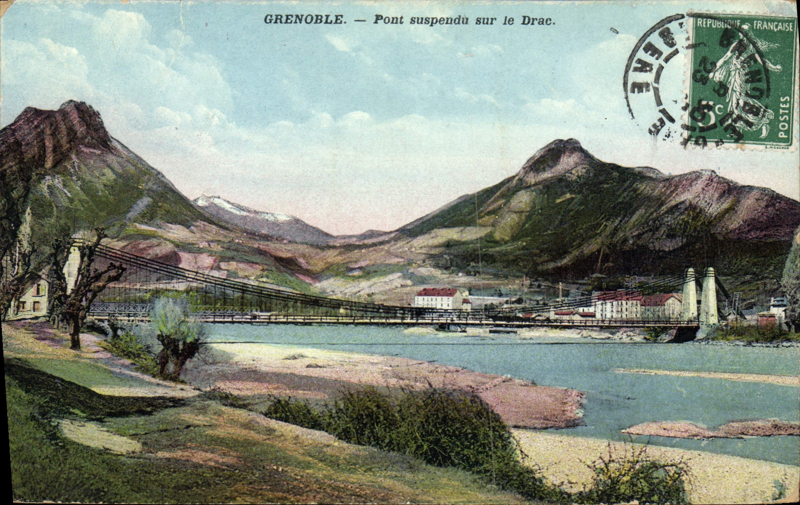 Grenoble — Hängebrücke über den Drac — Verlag C. V. 371