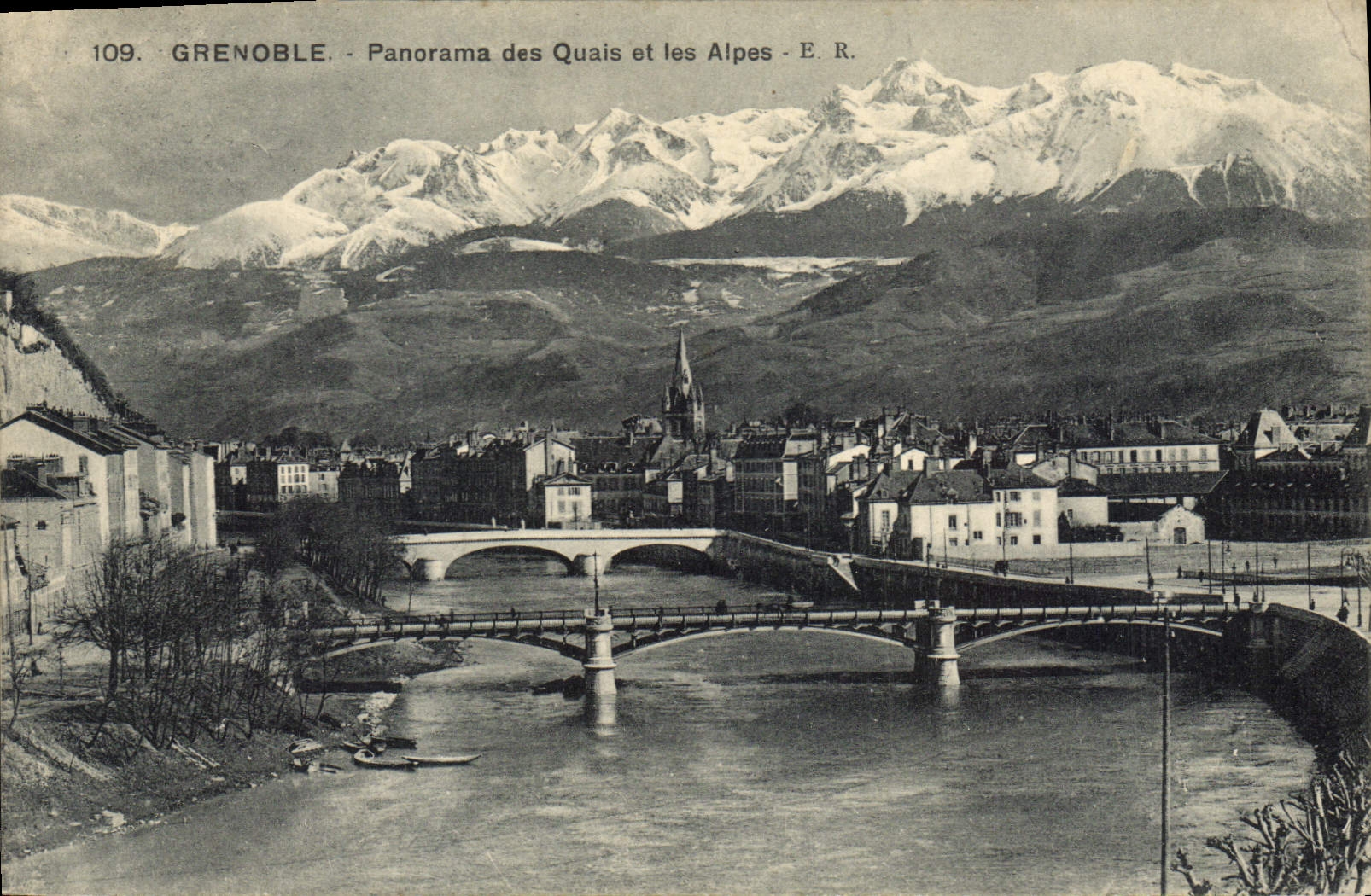 Grenoble - Panorama des Quais et les Alpes - E.R. n°109