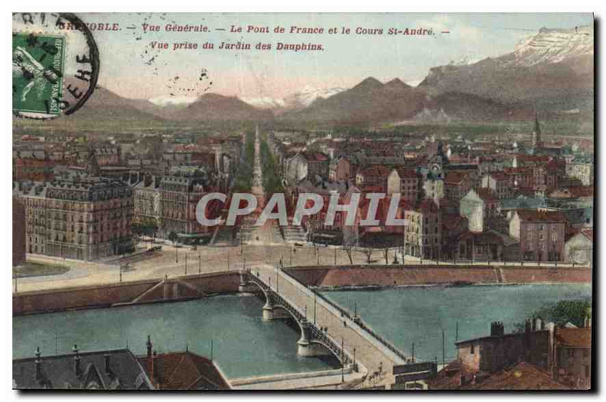 CPA Grenoble Vue generale Le Pont de France et le Cours St Andre Vue prise du Jardin des Dauphins 