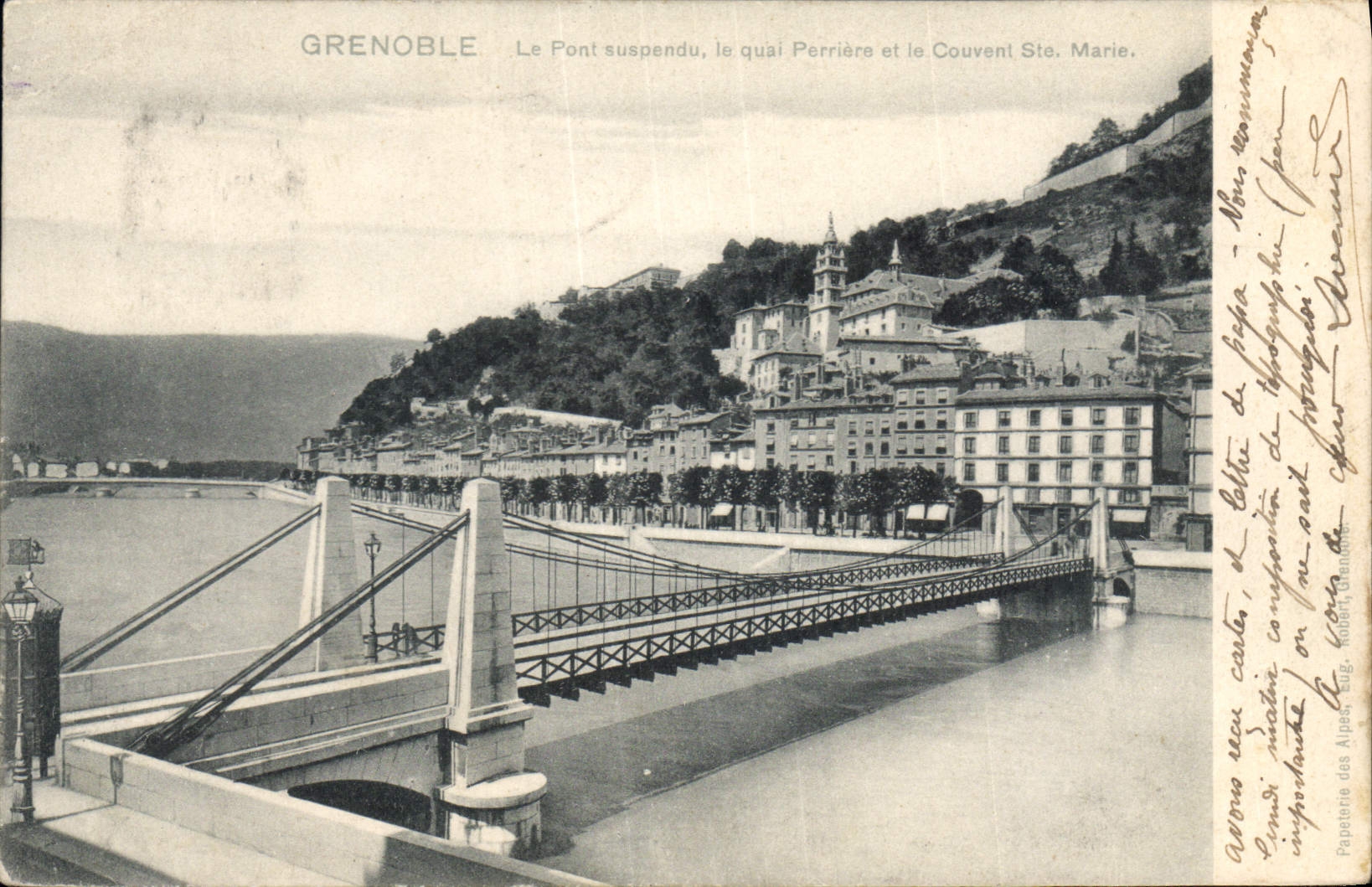 Grenoble — Le Pont suspendu, le quai Perrière et le Couvent Ste. Marie — Papeterie des Alpes, n°39