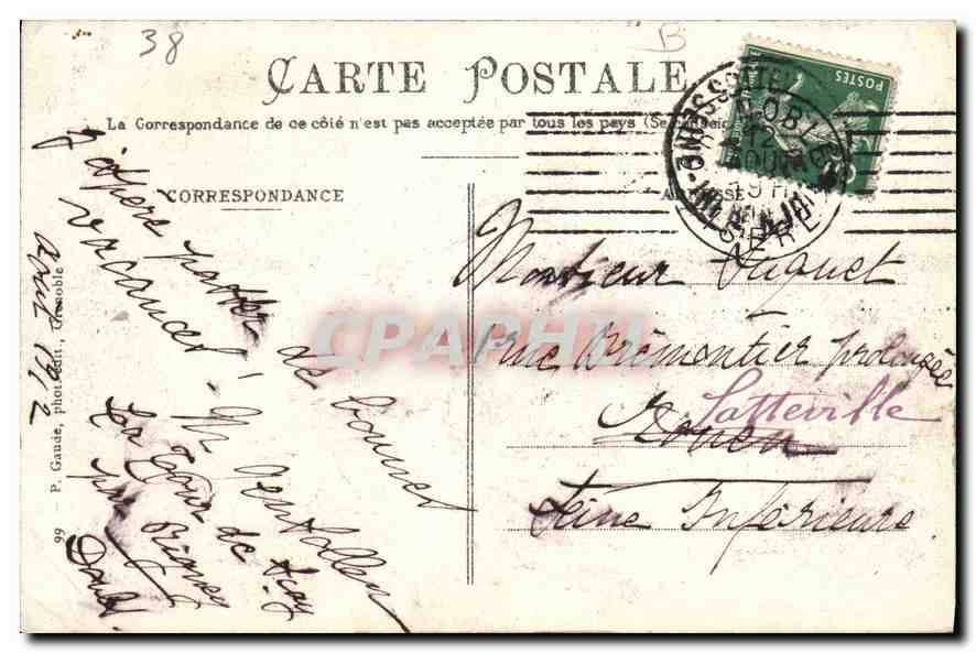 Grenoble — Vue Générale et la Chaîne des Alpes. — Verso
