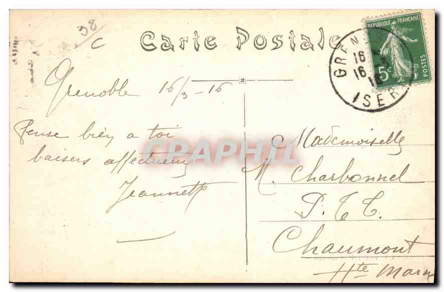 Grenoble — Vue générale, Pont de France et Cours St-André — Éditeur non identifié, n° 04 — Reverso