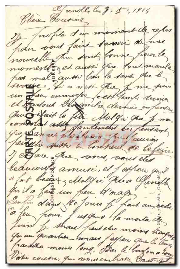Grenoble — Le Jardin des Dauphins et le Casque de Néron — éditeur non visible, n° de série 63 — Verso