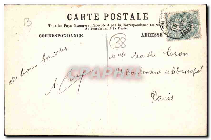 Grenoble — Place Victor-Hugo and the Chain of the Alps — Eug. Robert, Grenoble — Back
