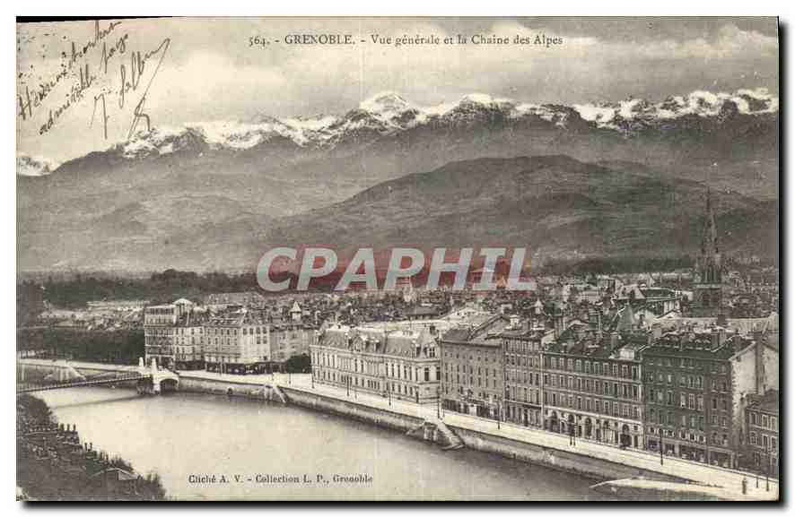 Grenoble — Vue générale et la Chaîne des Alpes — Chiché A. V., Collection L. P., Grenoble