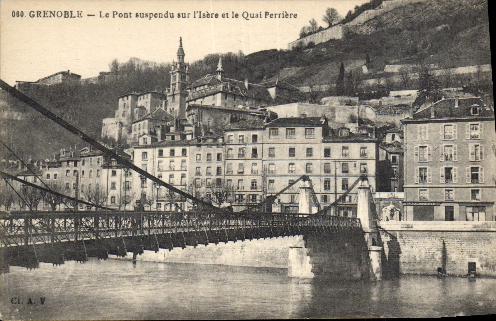 Grenoble — Die Hängebrücke über die Isère und der Quai Perrière — CI.A.V. Nr. 060