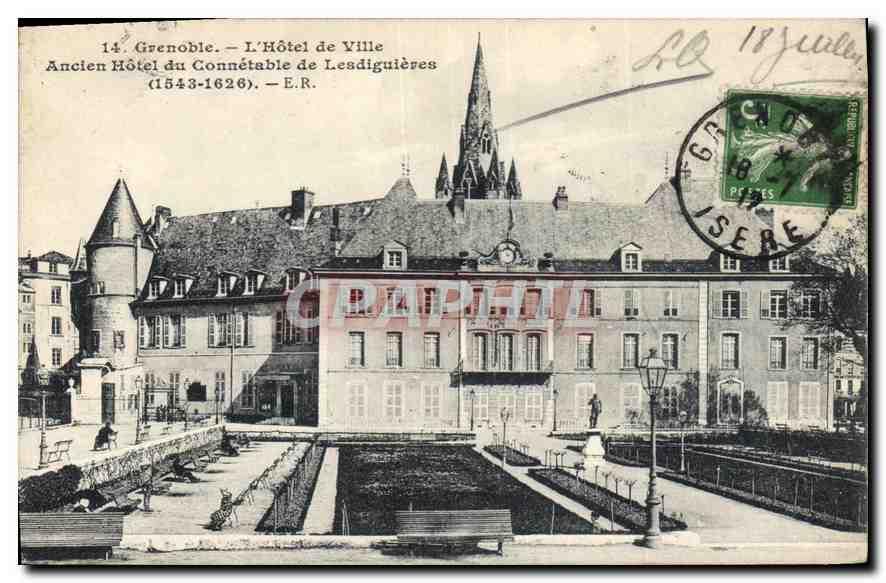 Grenoble — L'Hôtel de Ville, Ancien Hôtel du Connétable de Lesdiguières (1543-1626) — E.R.