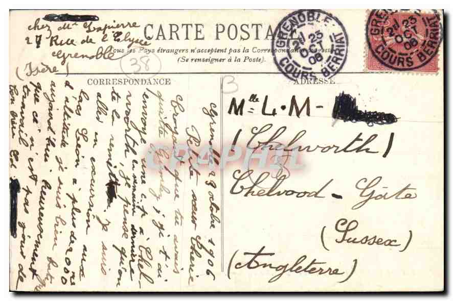 CPA Grenoble L'Isere et la Chaine des Alpes  — Rückseite