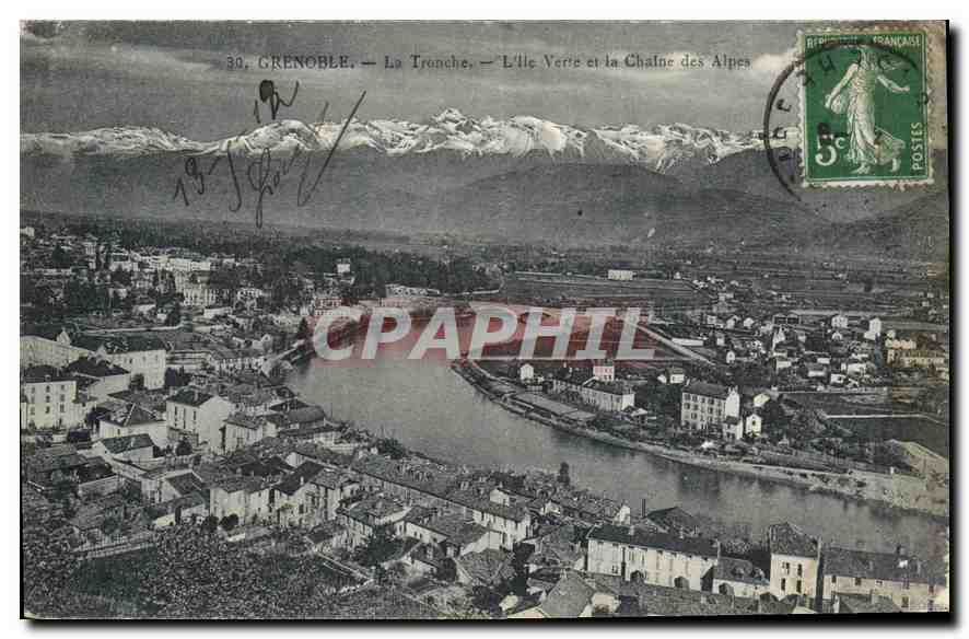 Grenoble — La Tronche, L'Île Verte et la Chaîne des Alpes — P. Gaufé, phot.-édit. Grenoble