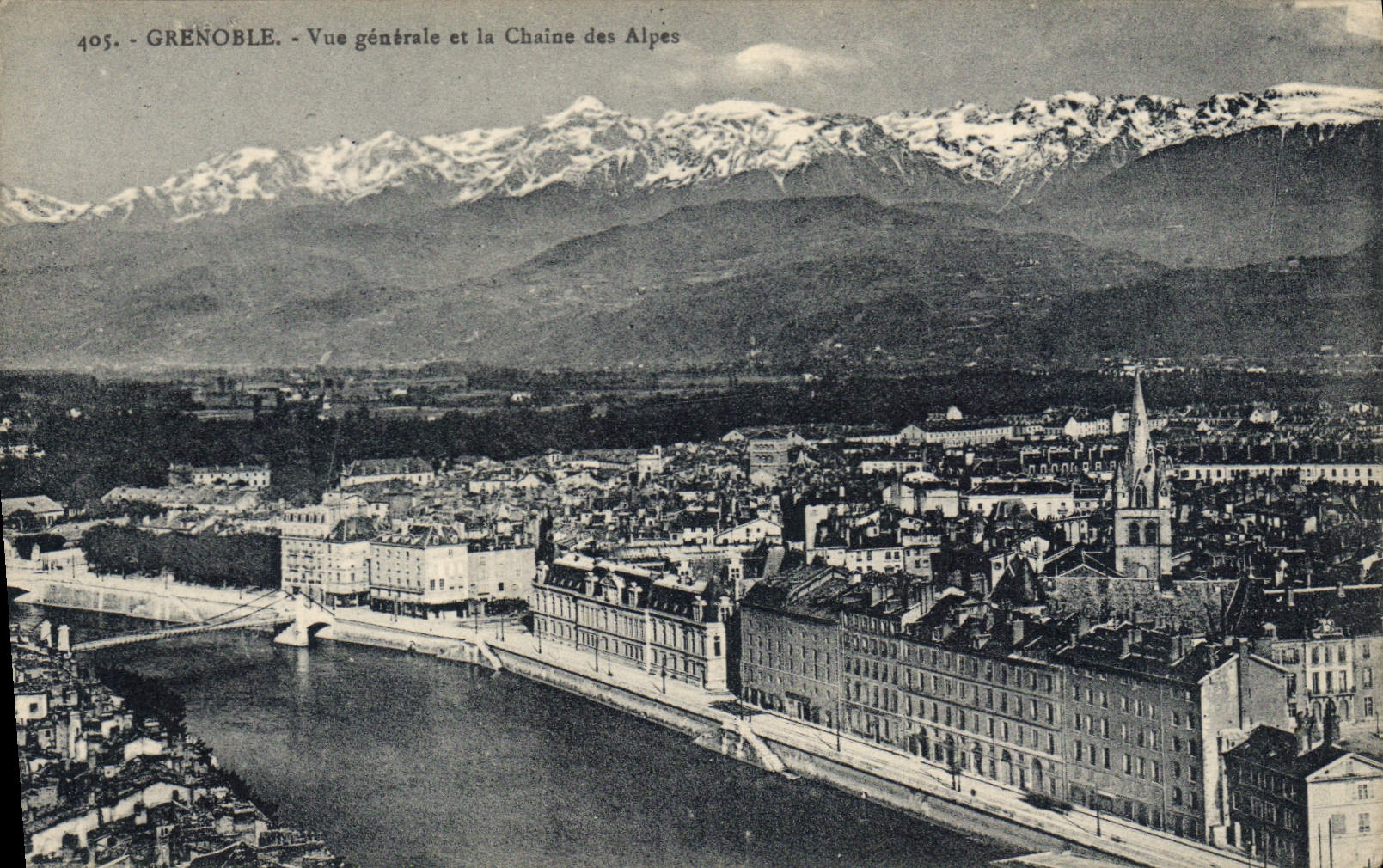 Grenoble - Vue générale et la Chaîne des Alpes — Édition M. Spigier, n° 405