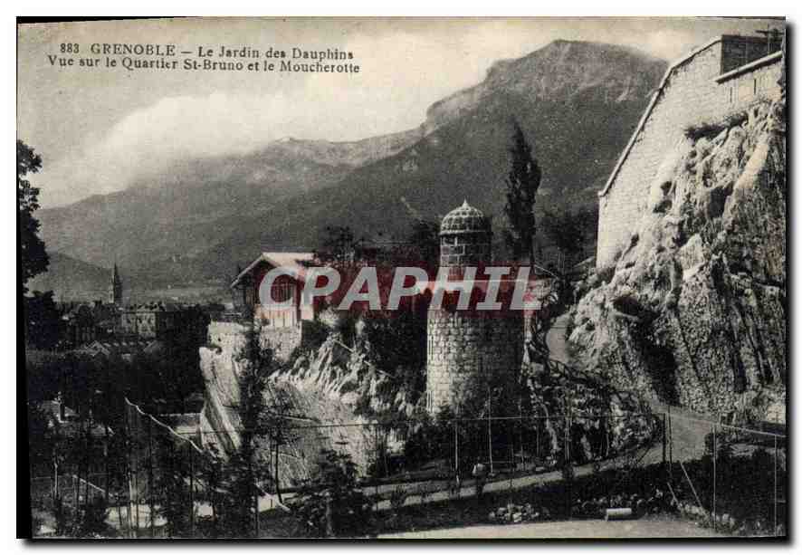 CPA Grenoble Le Jardin des Dauphins Vue sur le Quartier St Bruno et le Moucherotte 