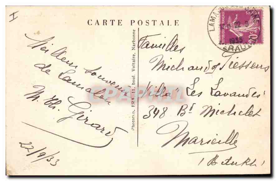 CPA Lamalou les Bains Les lacets de la route conduisant a la foret des Ecrivains Anciens Combattants — Rückseite