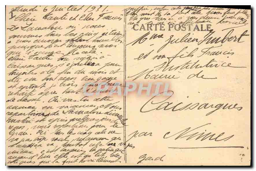 LAMALOU-les-BAINS (Hérault) — La Rivière du Parc de l'Usclade — Éditeur : Exp. Coloniale, n° 664 — Back