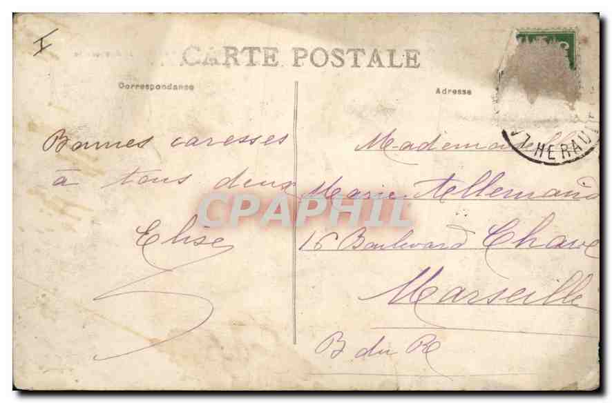 Lamalou-les-Bains — L'Orb en aval de la Passerelle — Hérault 320 — Verso