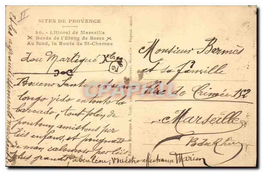Bords de l'Étang de Berre — Route de St-Chamas — Tardy — Rückseite