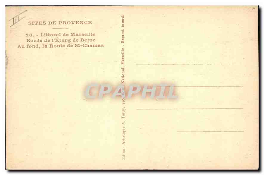 Ufer des Étang de Berre — Küste von Marseille — Édition Artistique A. Tardy — Rückseite