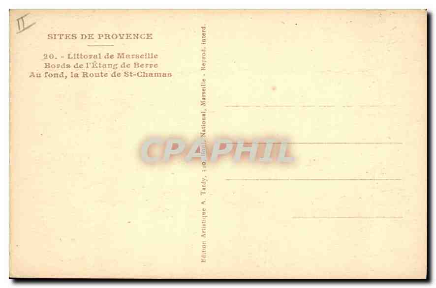 Bords de l'Étang de Berre — Littoral de Marseille — Éditeur A. Tardy — Rückseite