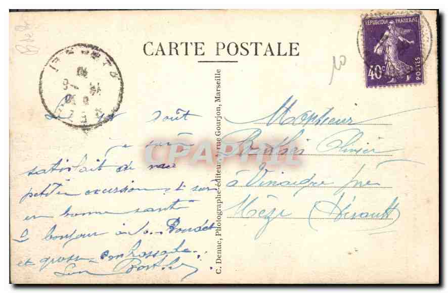 Les Saintes-Maries-de-la-Mer (Camargue) — Statue de Mireille inaugurée le 26 septembre 1920, place F. Mistral — Edit. Charles Aprin — Rückseite